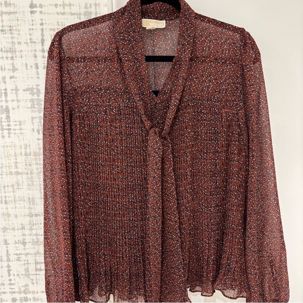 Michael Kors Chiffon Tie-Neck Blouse